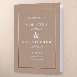 Wedding Program Cards: Simple Solid Frame Wedding Program, Beige, 5x7 Folded Program