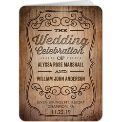Wedding Program Cards: Rustic Romance Wedding Program, Brown, 5x7 Folded Program