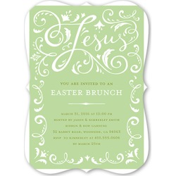 Easter Invitations: Ornate Swirls Easter Invitation, Green, Pearl Shimmer Cardstock, Bracket, 5x7 Flat Card found on Bargain Bro Philippines from shutterfly.com for $3.57