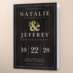 Wedding Program Cards: Verdant Union Wedding Program, Black, 5x7 Folded Program