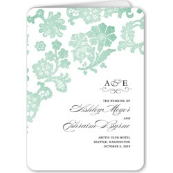 Wedding Program Cards: Luscious Lacing Wedding Program, Blue, 5x7 Folded Program