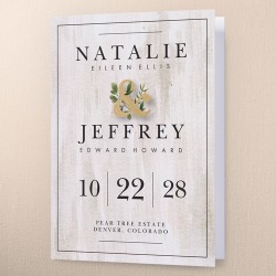 Wedding Program Cards: Verdant Union Wedding Program, Beige, 5x7 Folded Program