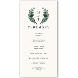 Wedding Program Cards: Penned Garden Wedding Program, Green, 4x8 Flat Program
