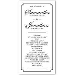 Wedding Program Cards: Elegant Love Affair Wedding Program, White, 4x8 Flat Program
