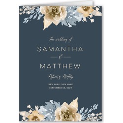 Wedding Program Cards: Delicate Blooms Wedding Program, Grey, 5x7 Folded Program