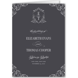 Wedding Program Cards: Classic Herald Wedding Program, Grey, 5x7 Folded Program