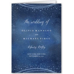 Wedding Program Cards: Resplendent Night Wedding Program, Blue, 5x7 Folded Program
