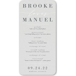 Wedding Program Cards: Simple Loves Wedding Program, Grey, 4x8 Flat Program