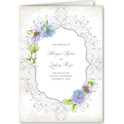Wedding Program Cards: Elegant Enchantment Wedding Program, Blue, 5x7 Folded Program