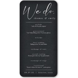 Wedding Program Cards: Refined Script Wedding Program, Grey, 4x8 Flat Program