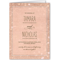 Wedding Program Cards: Sparkly Lights Wedding Program, Pink, 5x7 Folded Program