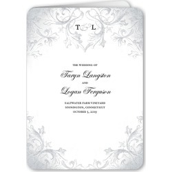 Wedding Program Cards: Faded Scroll Wedding Program, Grey, 5x7 Folded Program