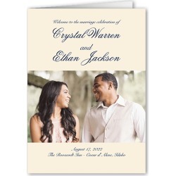 Wedding Program Cards: Minimal Script Wedding Program, Beige, 5x7 Folded Program