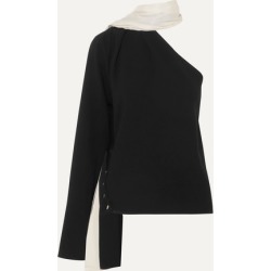 Peter Do - One-shoulder Draped Crepe And Twill Top - Black