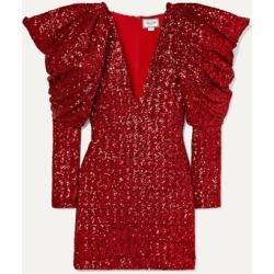 Redemption - Draped Sequined Chiffon Mini Dress