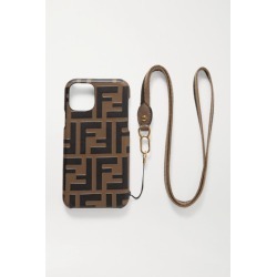 Fendi - Canvas-trimmed Embossed Leather Iphone 11 Pro Case - Brown