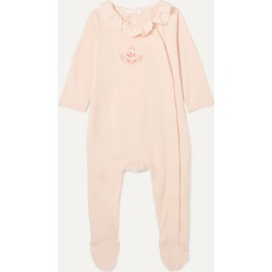 Chloé Kids - Months 1-18 Ruffled Embroidered Cotton-jersey Onesie - Pink