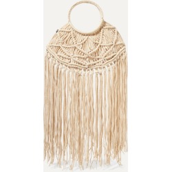 Nannacay - + Net Sustain Manu Fringed Crocheted Tote - Cream