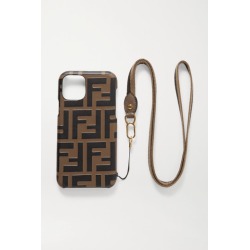 Fendi - Canvas-trimmed Embossed Leather Iphone 11 Pro Case - Brown