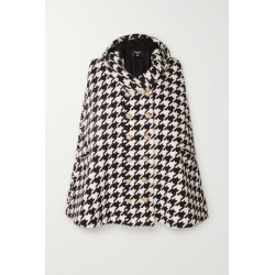 Balmain - Hooded Houndstooth Wool-blend Cape - Black