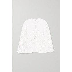 Loewe - Satin-trimmed Crochet-knit Cape - White