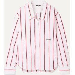 CALVIN KLEIN 205W39NYC - Oversized Embroidered Striped Cotton-poplin Shirt - White