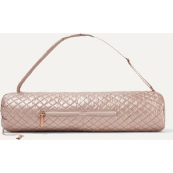 MZ Wallace - Matt Leather-trimmed Metallic Quilted Shell Yoga Mat Bag - Pink