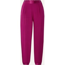 Fleur du Mal - Satin-trimmed Silk Crepe De Chine Tapered Pants - Plum