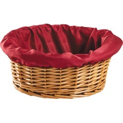 Woven Reed Offering Basket - Round, No Handle - Burgandy Liner
