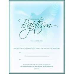 Certificate of Baptism Package of 6 - 8 1/2'' x 11''