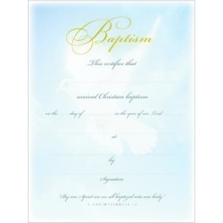 Baptism Certificate Premium Gold Foil Embossed Package of 6 - 8 1/2'' x 11''