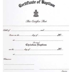 Presbyterian Children's Baptism Certificate