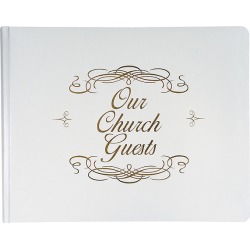 Large Church Guest Book - White - Bonded Leather