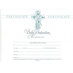 Foil-Embossed Cross Baby Dedication Flat Certificate (Package of 6) - 8 1/2'' x 11''