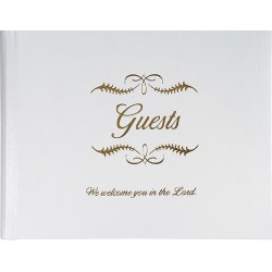 Small White Bonded Leather Guest Book