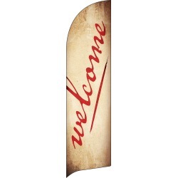 Welcome Red Script Flag Banner