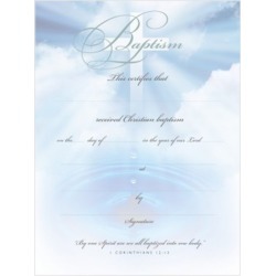 Baptism Certificate Premium Silver Foil Embossed Package of 6 - 8 1/2'' x 11''