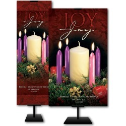 Joy Advent Wreath Week 3 Banner - Fabric or Vinyl, 2' x 6' or 3' x 5' Sizes Available