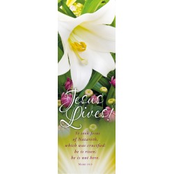 buy  Jesus Lives Easter Flowers Banner - Fabric or Vinyl, 2' x 6' or 3' x 5' Sizes Available cheap online