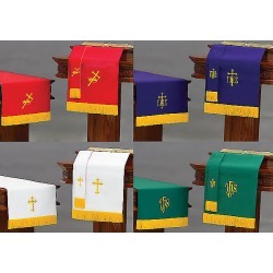 Abbott Hall SP-6XL Reversible Red/White, Purple/Green Three-Piece Para - Extra Long Table Runner