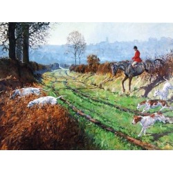 Crossing the Lane (Fox Hunting) Blank Greeting Cards - 6 Pack