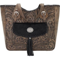 American West Annies Secret Collection Large Zip Top Tote With Secret Compartment-Ladies