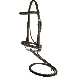 DaVinci Plain Raised Padded Bridle with Flat Laced Reins