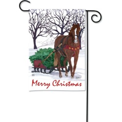 Winter Horse Sleigh Garden Flag