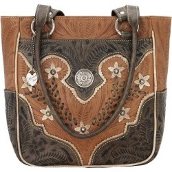 American West Desert Wildflower Zip Top Tote With 3 Outside Pockets
