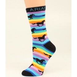 Ariat Girls Rainbow Stripe Horse Otc Socks