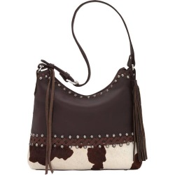 American West Wild Horses Zip Top Shoulder Bag - Cow Print