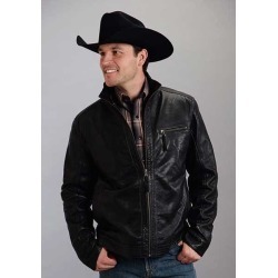 Stetson Mens Stand Up Collar With Stitch Detail Moto Jacket