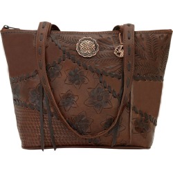 AMERICAN WEST Soho Groove Zip Top Bucket Tote - Brown