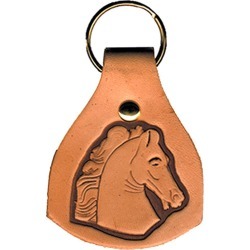 Leather Stamped Horse Head Key Fob